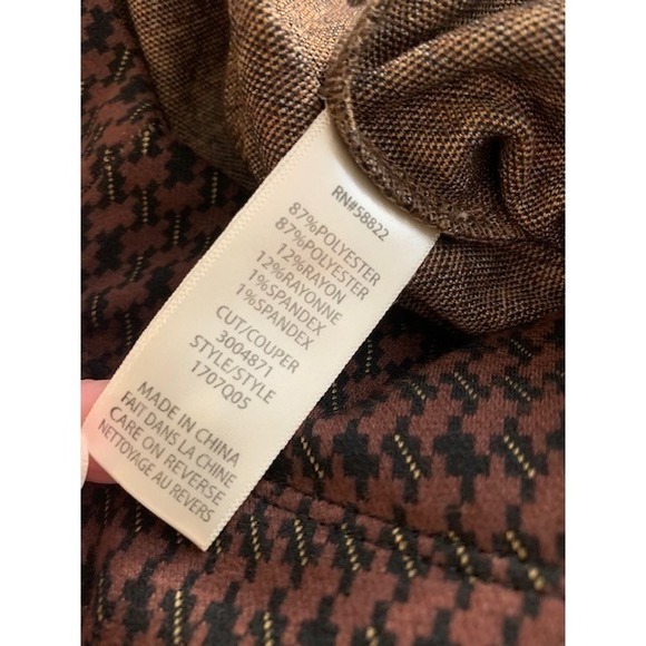 Max Studio London Retro Houndstooth Wide Leg Pants Women Size S Fall Brown Black - Picture 6 of 9